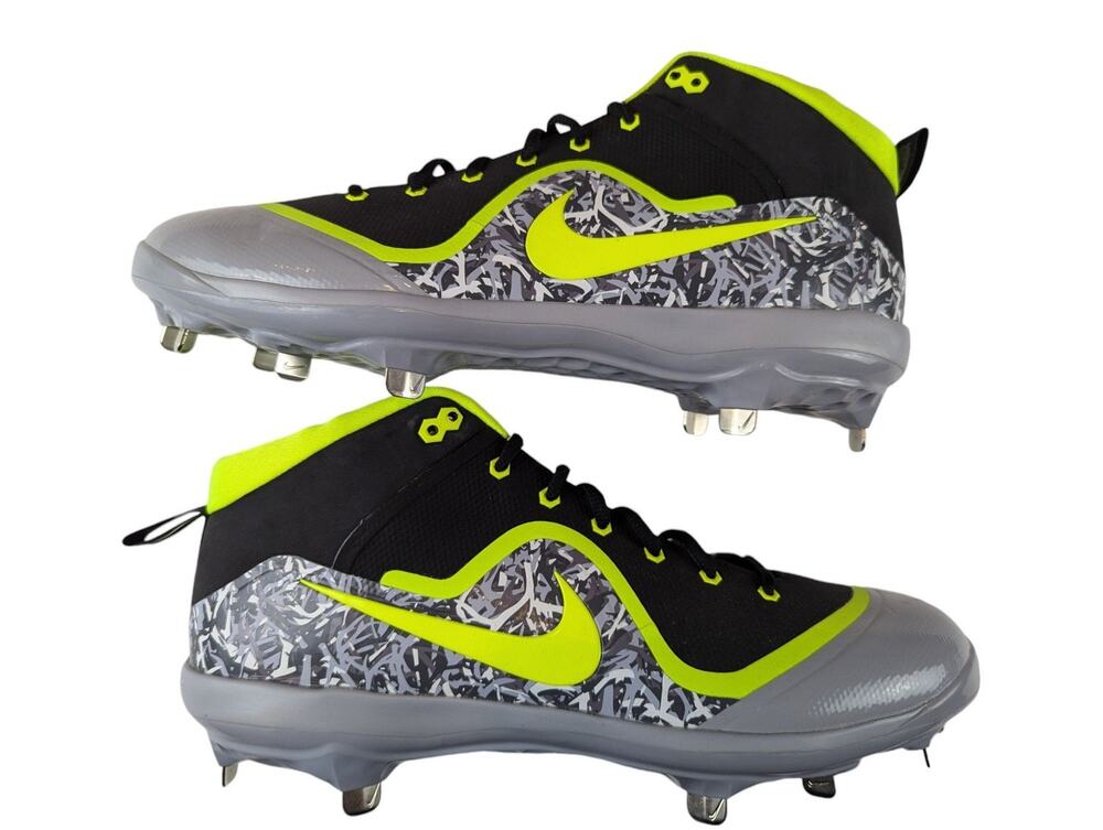 Nike Men's Force Zoom Trout 4 Mid Baseball Cleats 917920-070 Green Gray 12.5